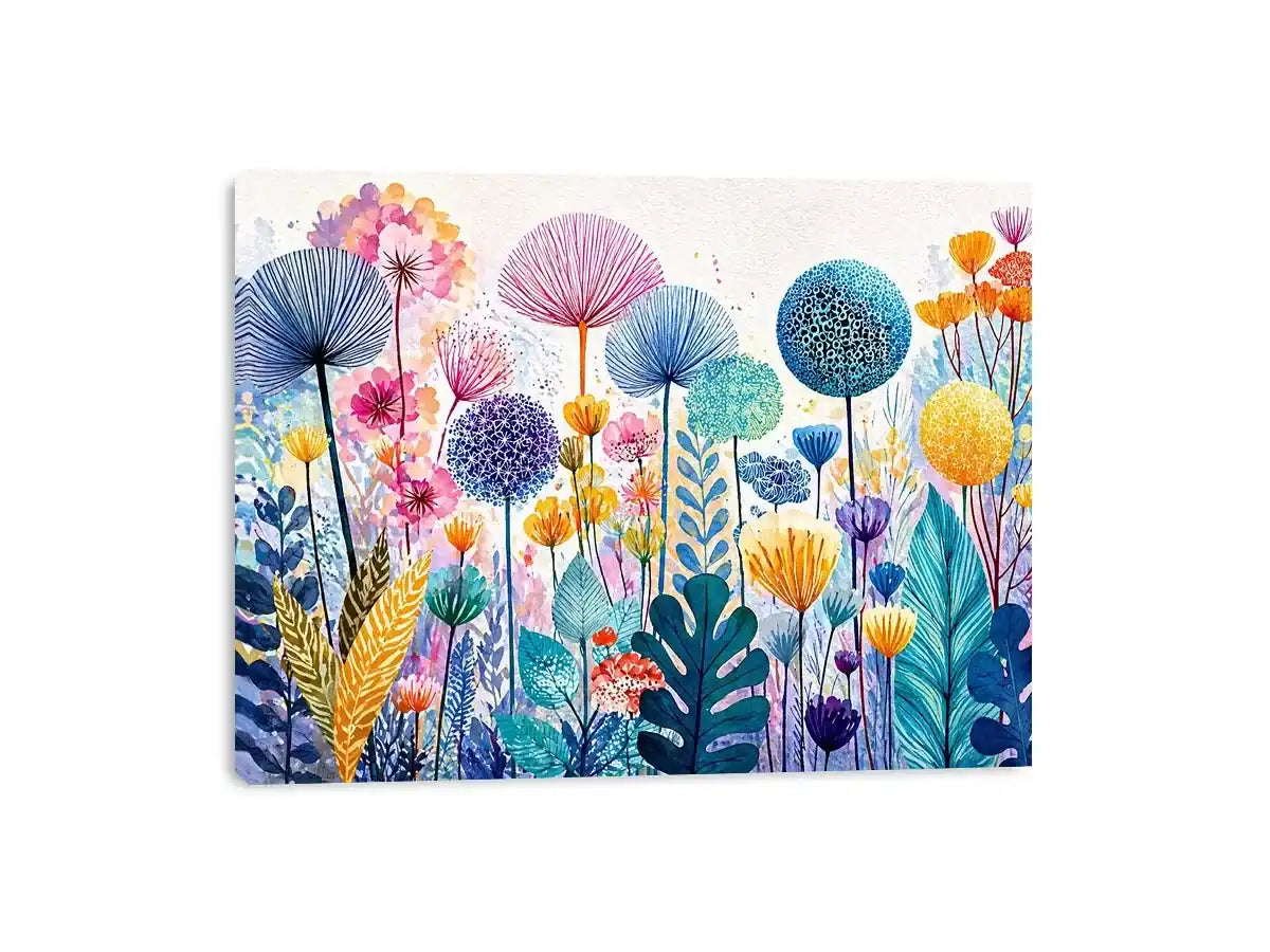 abstract botanical flowers wall art colorful modern floral canvas decor