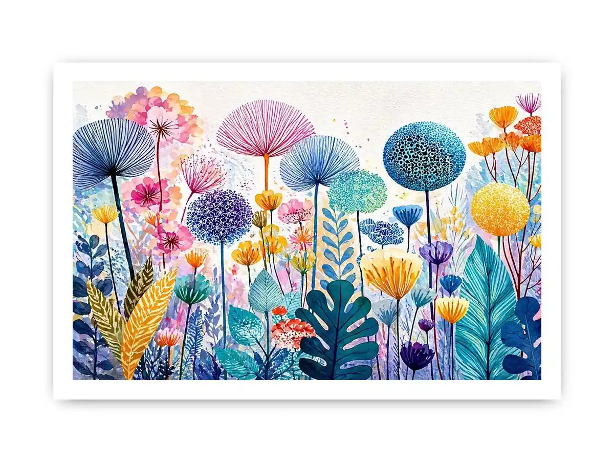 abstract botanical flowers wall art colorful modern floral canvas decor