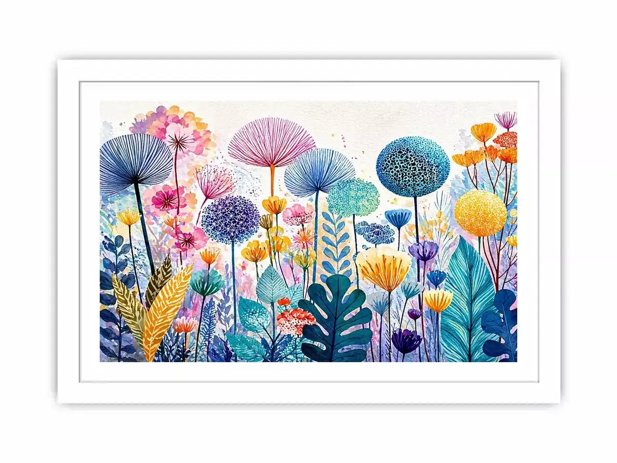 abstract botanical flowers wall art colorful modern floral canvas decor
