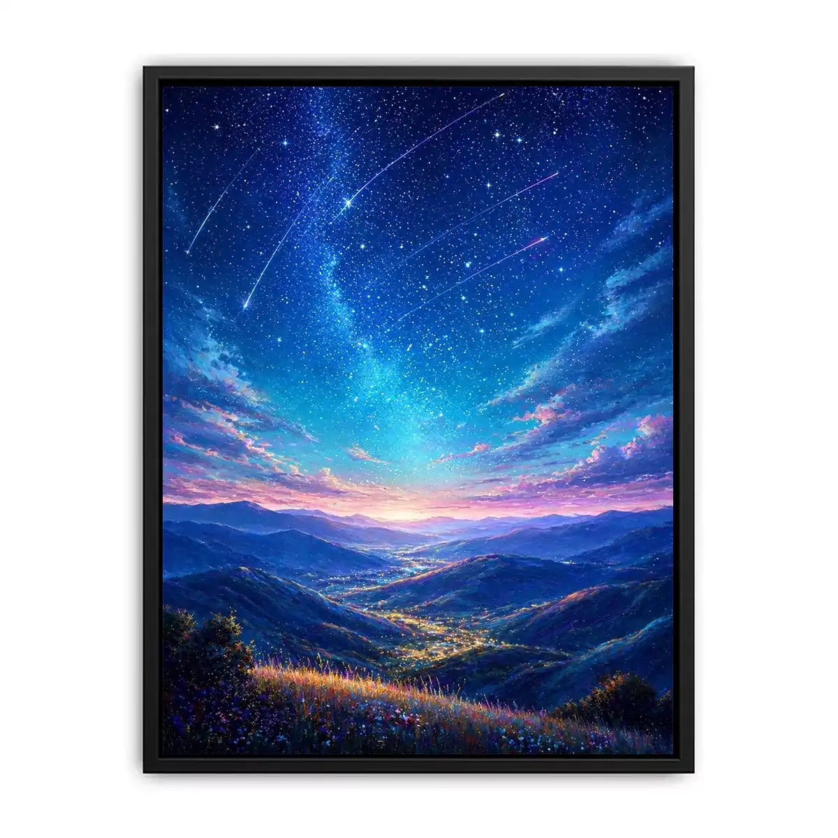 starry valley landscape wall art dreamy night sky canvas decor