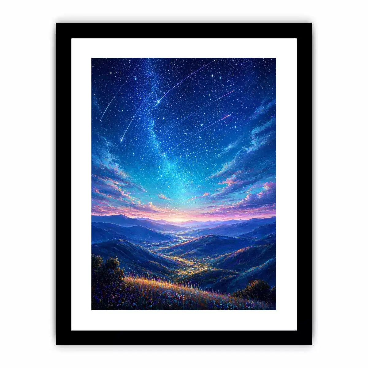 starry valley landscape wall art dreamy night sky canvas decor