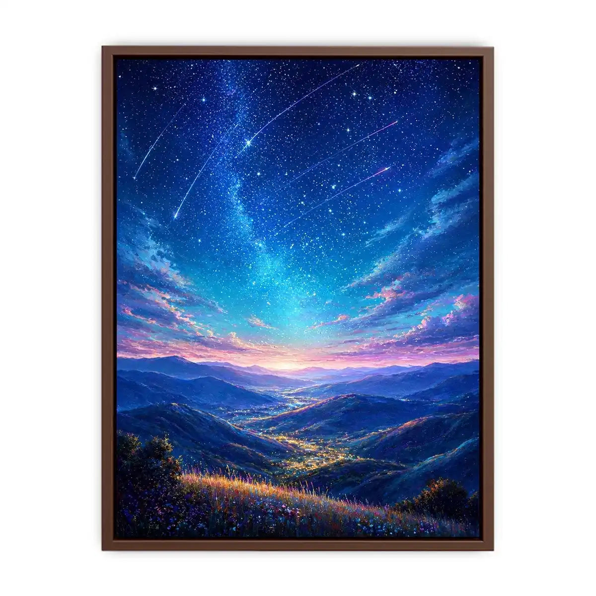 starry valley landscape wall art dreamy night sky canvas decor