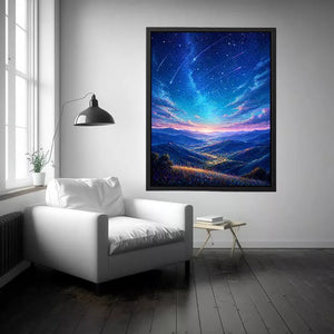 starry valley landscape wall art dreamy night sky canvas decor