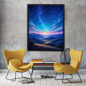 starry valley landscape wall art dreamy night sky canvas decor