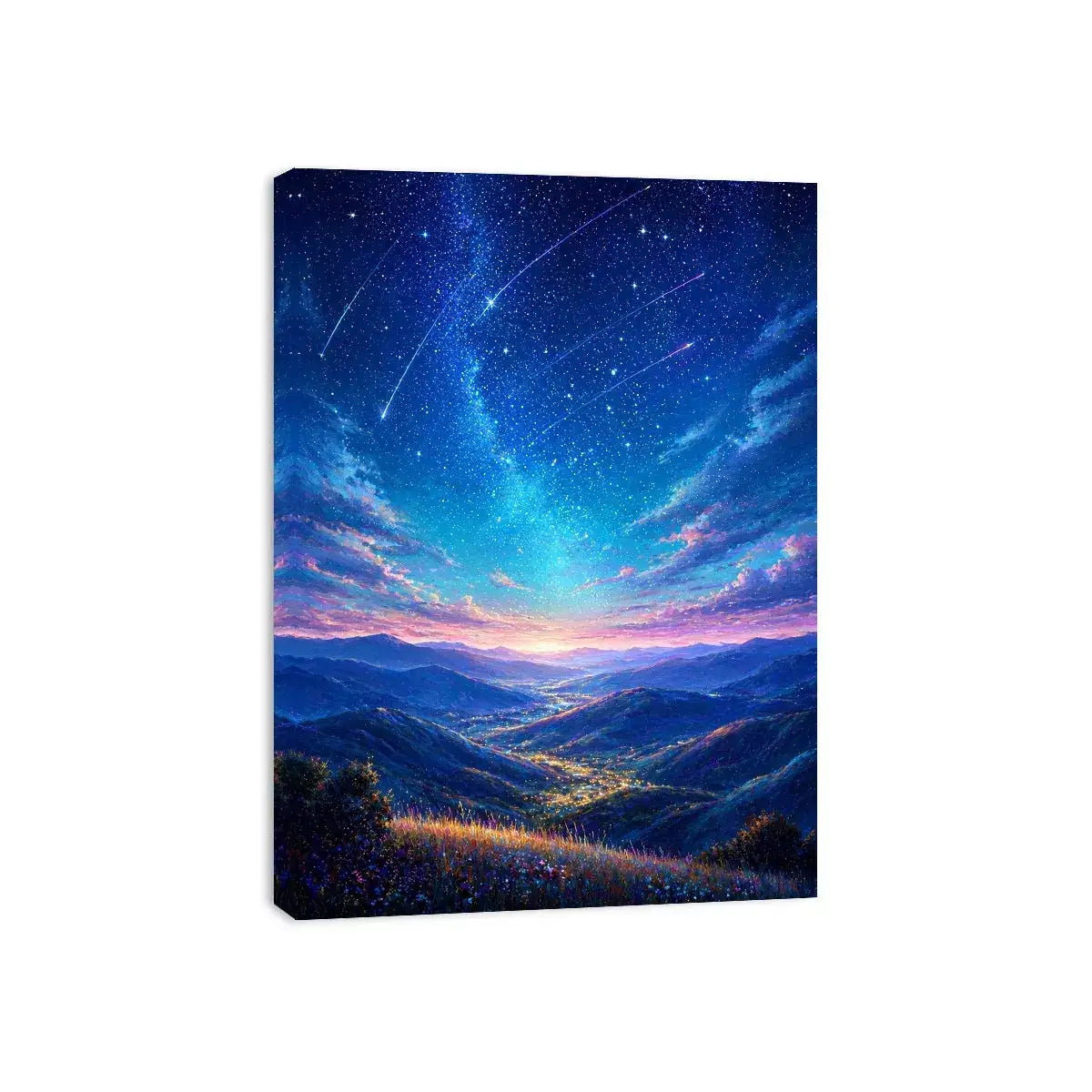 starry valley landscape wall art dreamy night sky canvas decor