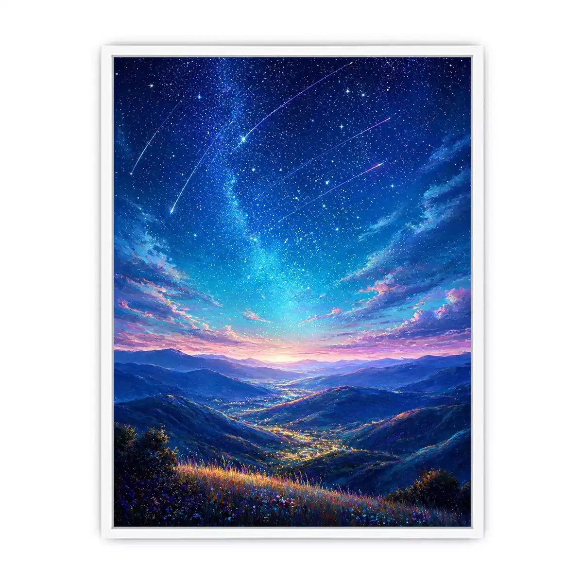 starry valley landscape wall art dreamy night sky canvas decor