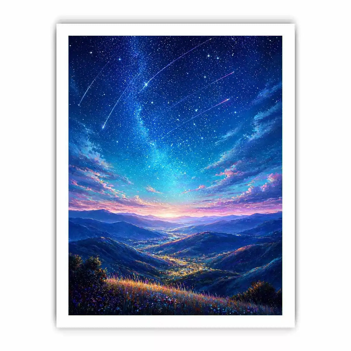 starry valley landscape wall art dreamy night sky canvas decor