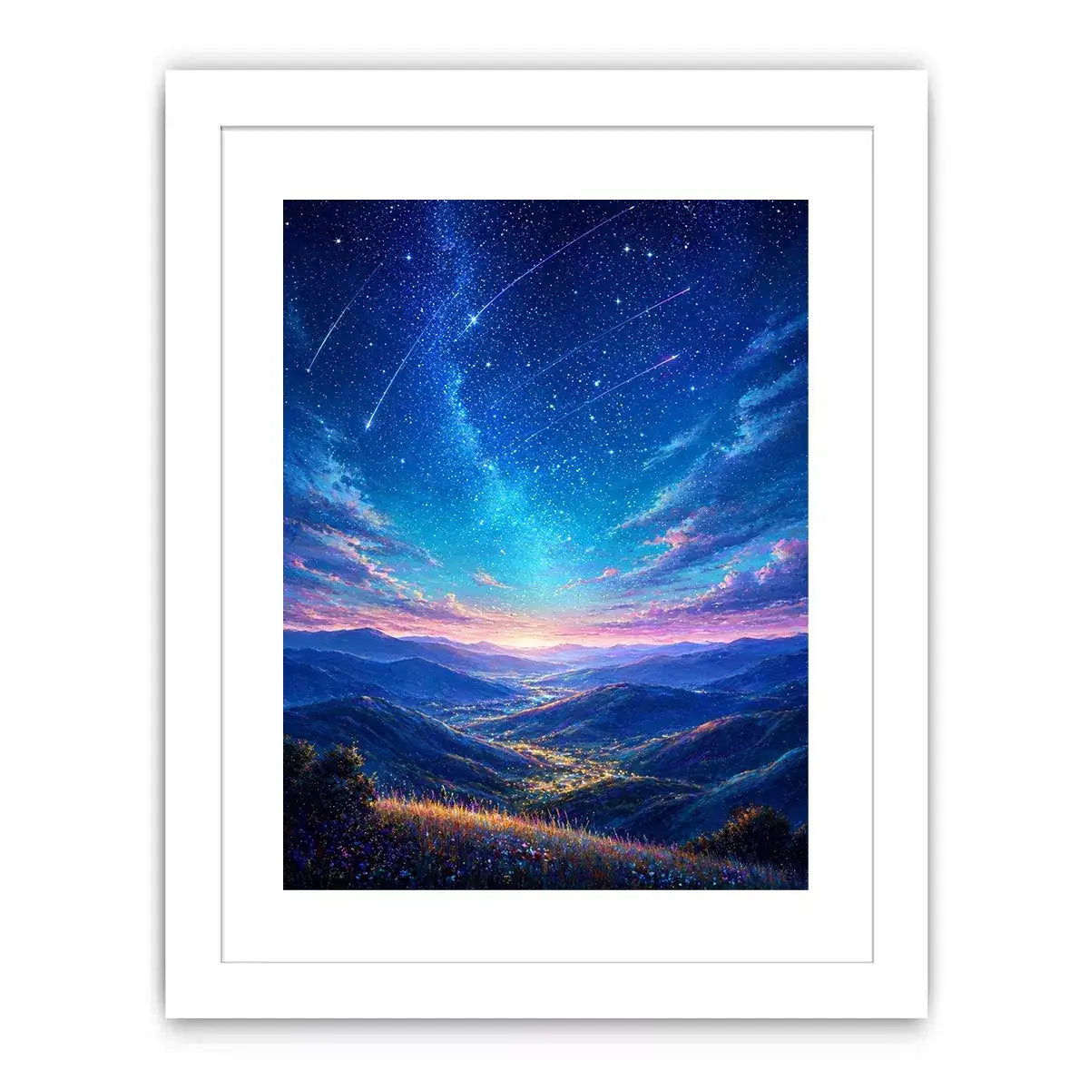 starry valley landscape wall art dreamy night sky canvas decor