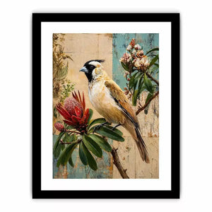 Botanical Magpie Bird Wall Art | Vintage Floral Nature Canvas