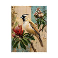 Botanical Magpie Bird Wall Art | Vintage Floral Nature Canvas