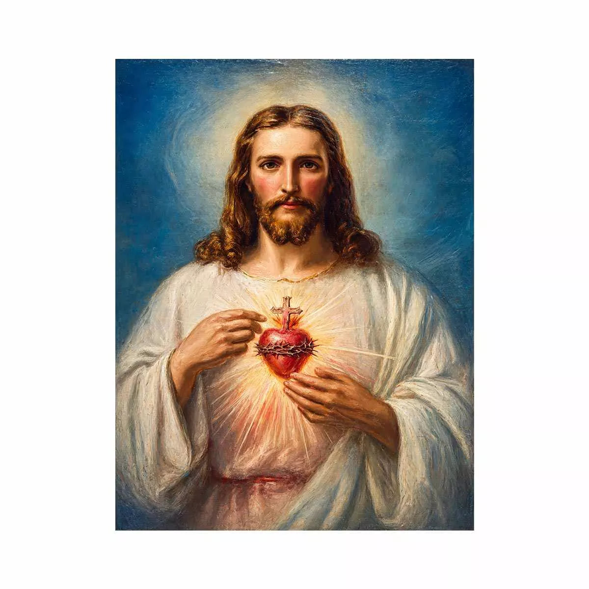 Sacred Heart of Jesus Christ painting canvas wall art for Christian home decor spiritual religious artwork USA