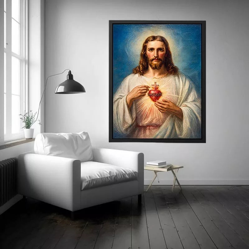 Sacred Heart of Jesus Christ painting canvas wall art for Christian home decor spiritual religious artwork USA
