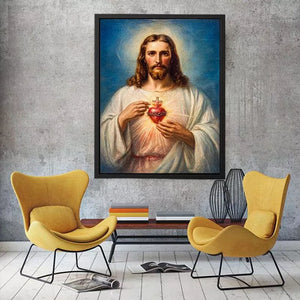 Sacred Heart of Jesus Christ painting canvas wall art for Christian home decor spiritual religious artwork USA