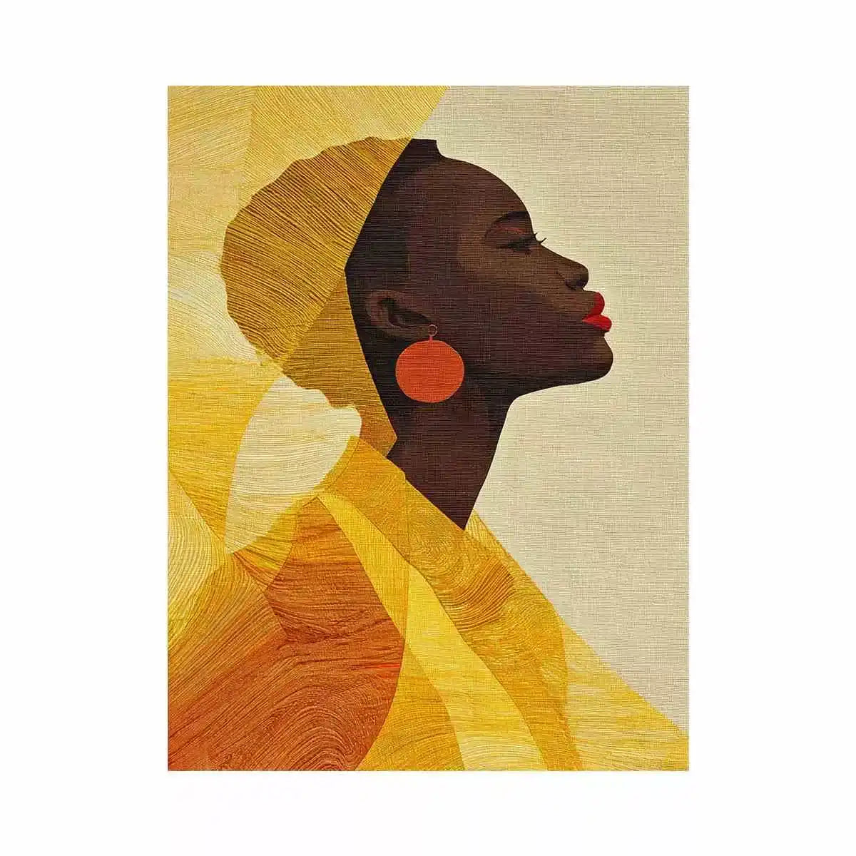 Modern African woman portrait in yellow tones canvas wall art