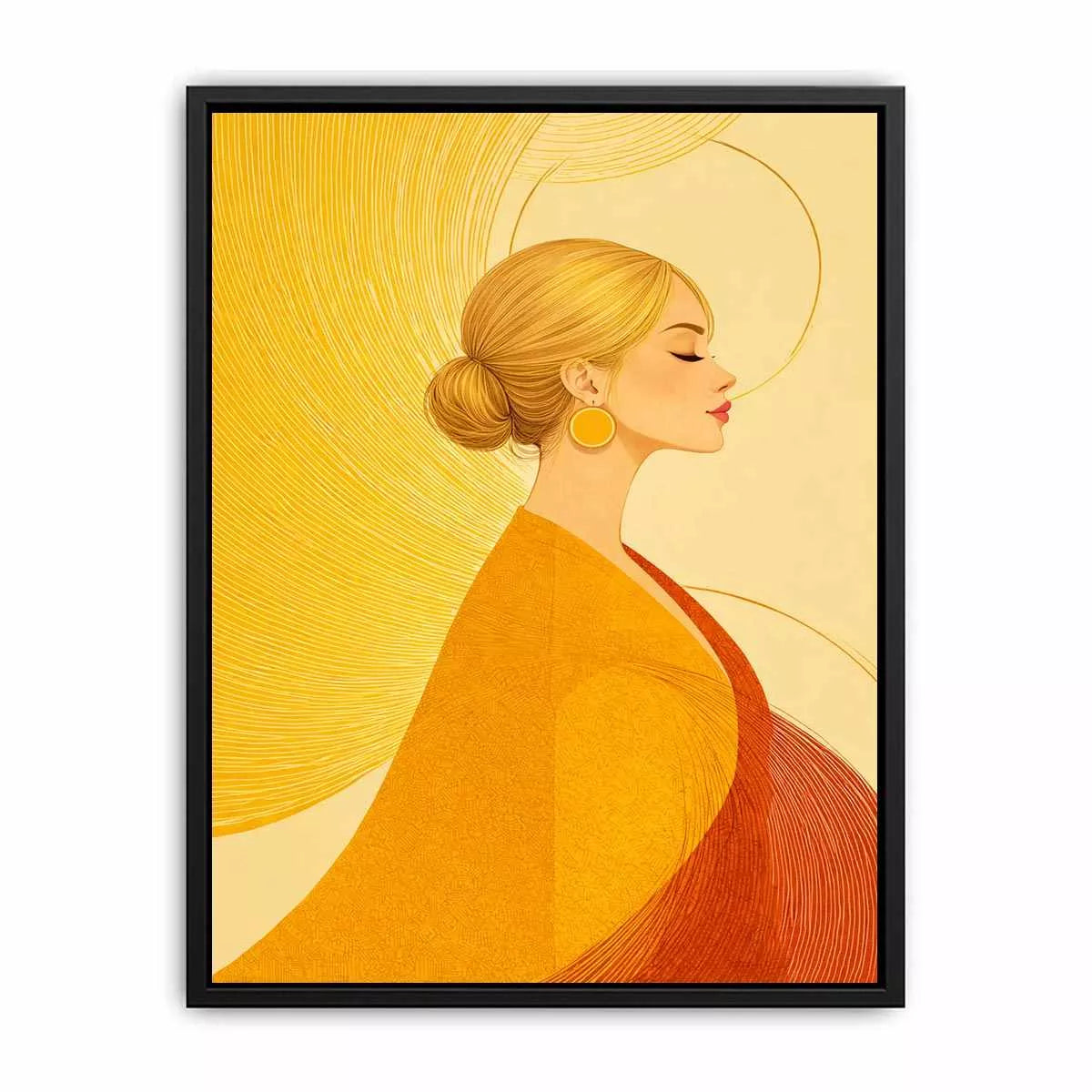 Minimalist golden woman portrait modern canvas wall art