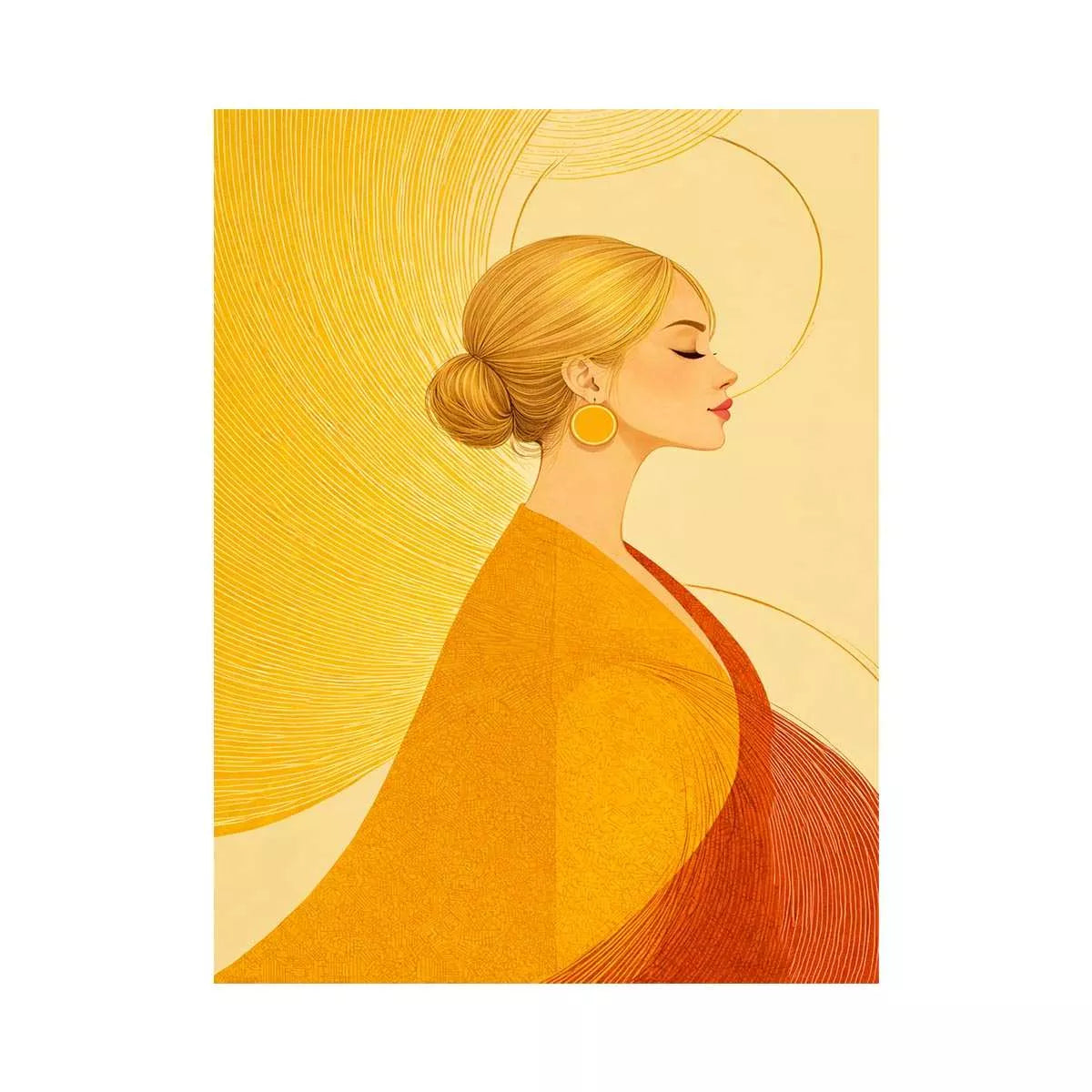 Minimalist golden woman portrait modern canvas wall art