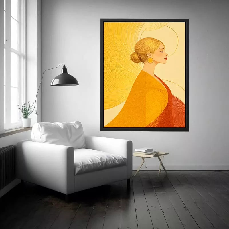 Minimalist golden woman portrait modern canvas wall art