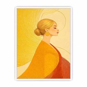 Minimalist golden woman portrait modern canvas wall art
