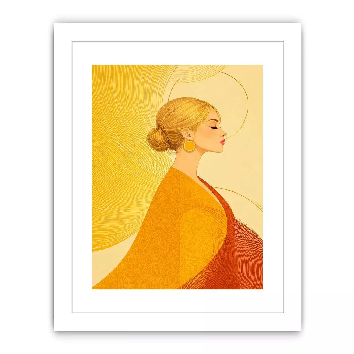 Minimalist golden woman portrait modern canvas wall art