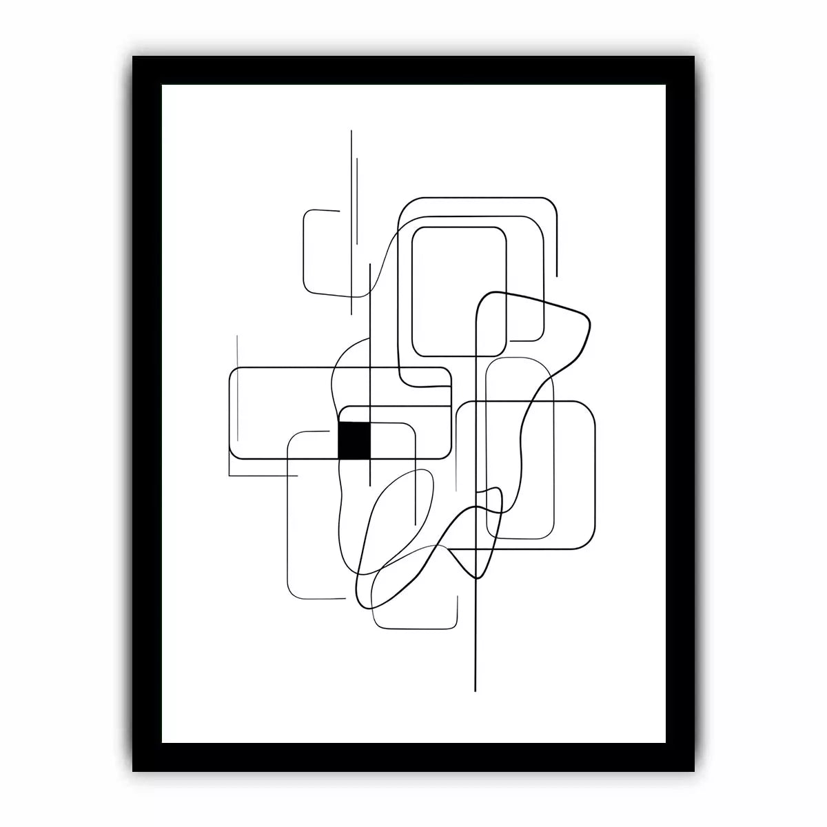Minimalist abstract black line art geometric canvas wall art