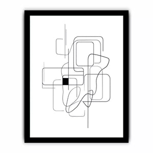 Minimalist abstract black line art geometric canvas wall art
