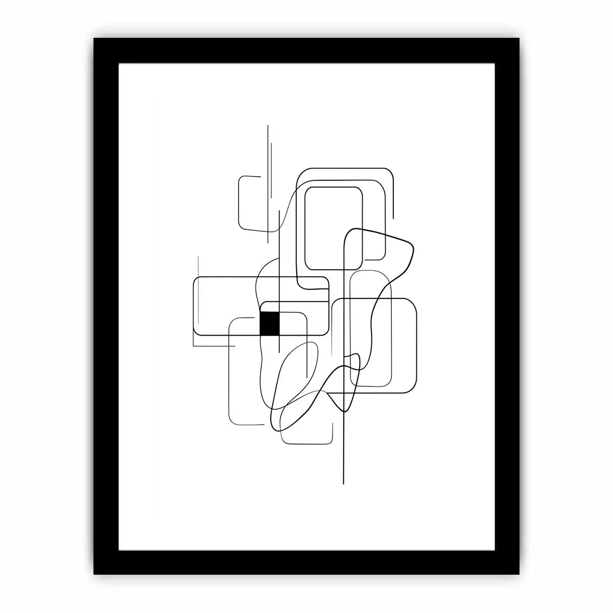 Minimalist abstract black line art geometric canvas wall art