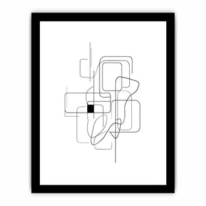 Minimalist abstract black line art geometric canvas wall art