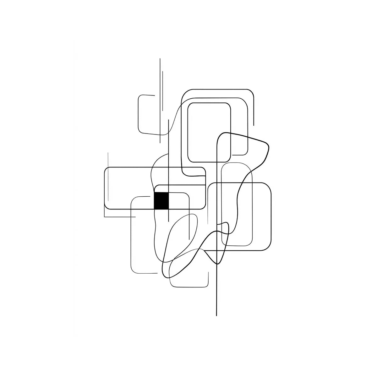 Minimalist abstract black line art geometric canvas wall art