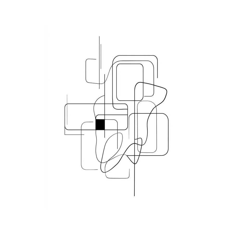 Minimalist abstract black line art geometric canvas wall art