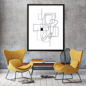 Minimalist abstract black line art geometric canvas wall art