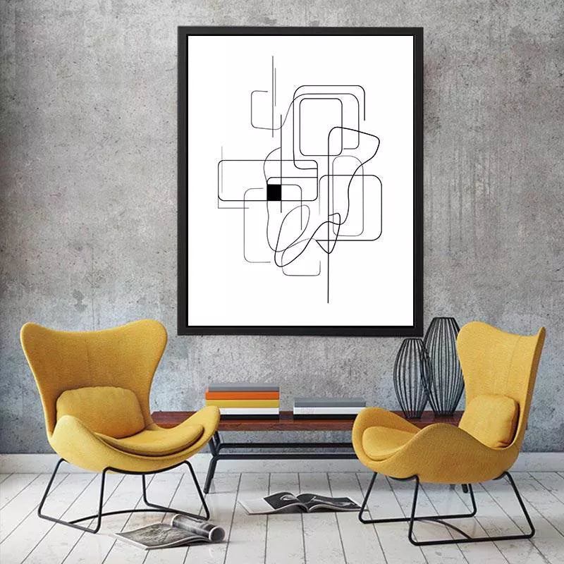 Minimalist abstract black line art geometric canvas wall art