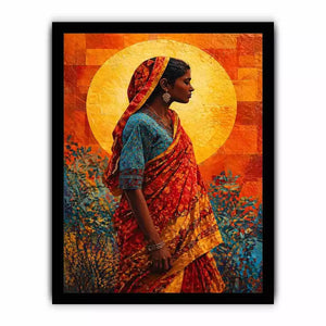 Indian Woman Wall Art Vibrant Cultural Canvas