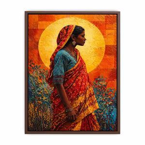 Indian Woman Wall Art Vibrant Cultural Canvas