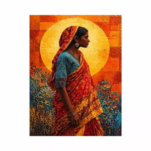 Indian Woman Wall Art Vibrant Cultural Canvas