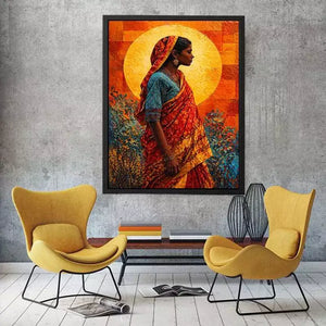 Indian Woman Wall Art Vibrant Cultural Canvas