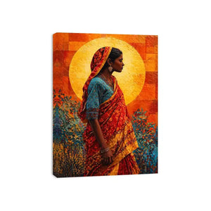 Indian Woman Wall Art Vibrant Cultural Canvas