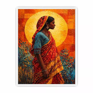 Indian Woman Wall Art Vibrant Cultural Canvas