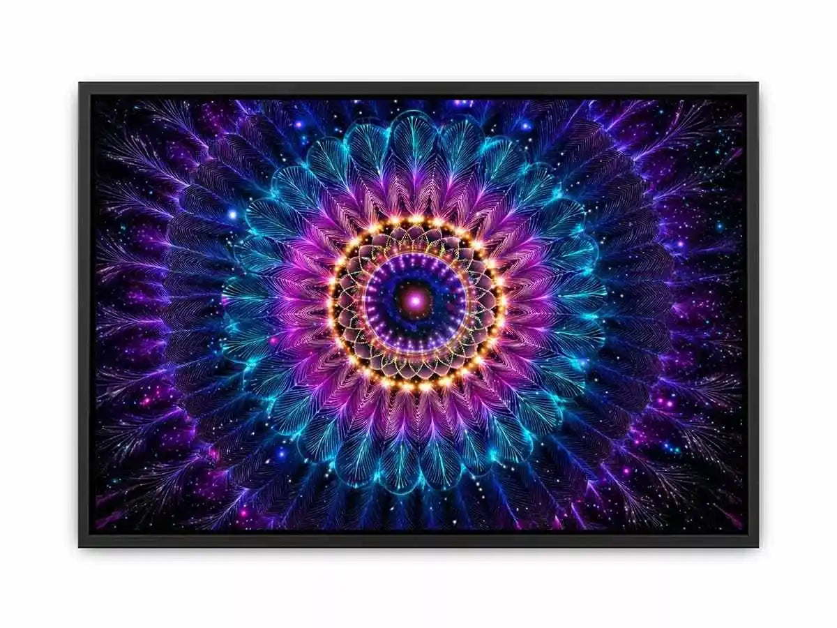Cosmic Mandala Wall Art | Sacred Geometry Psychedelic Canvas