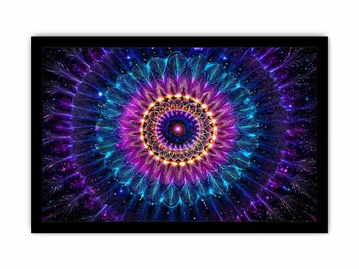 Cosmic Mandala Wall Art | Sacred Geometry Psychedelic Canvas