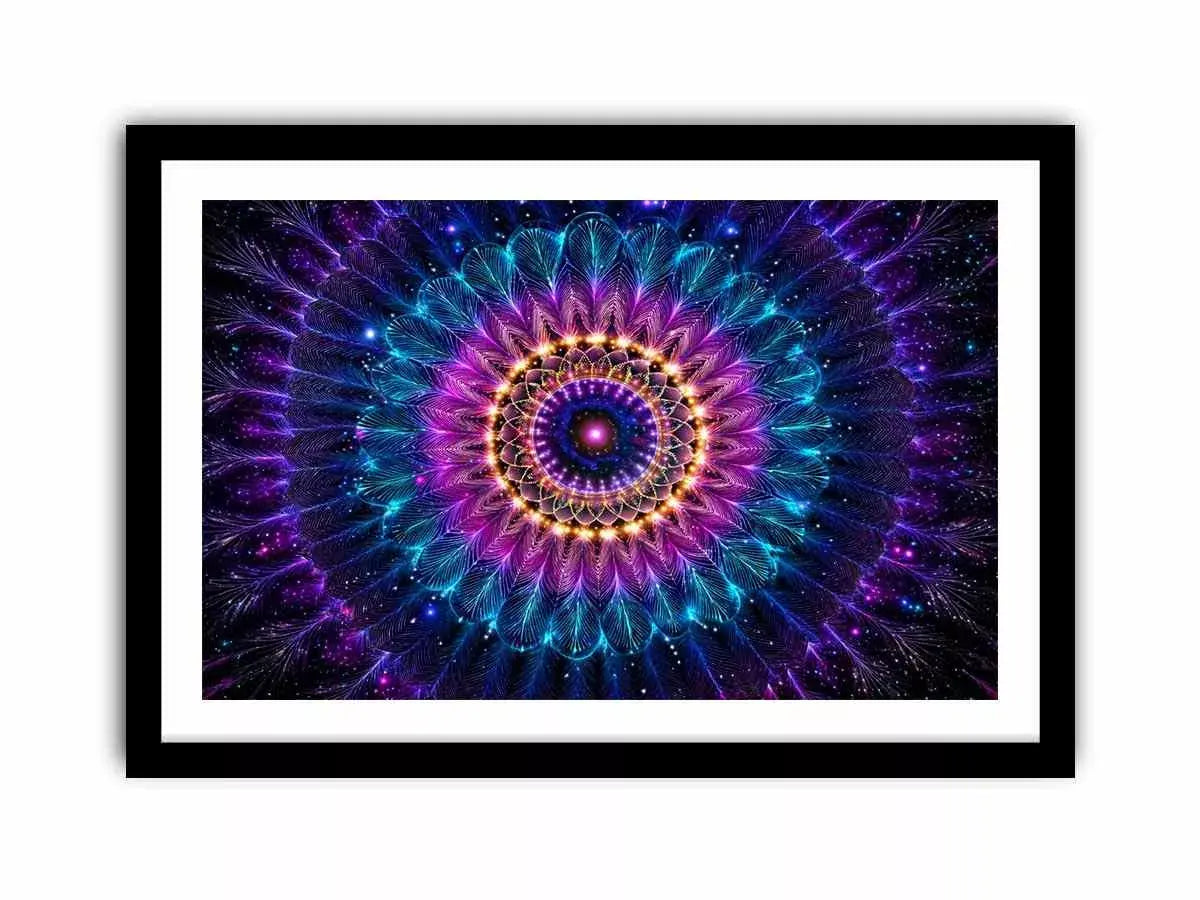 Cosmic Mandala Wall Art | Sacred Geometry Psychedelic Canvas