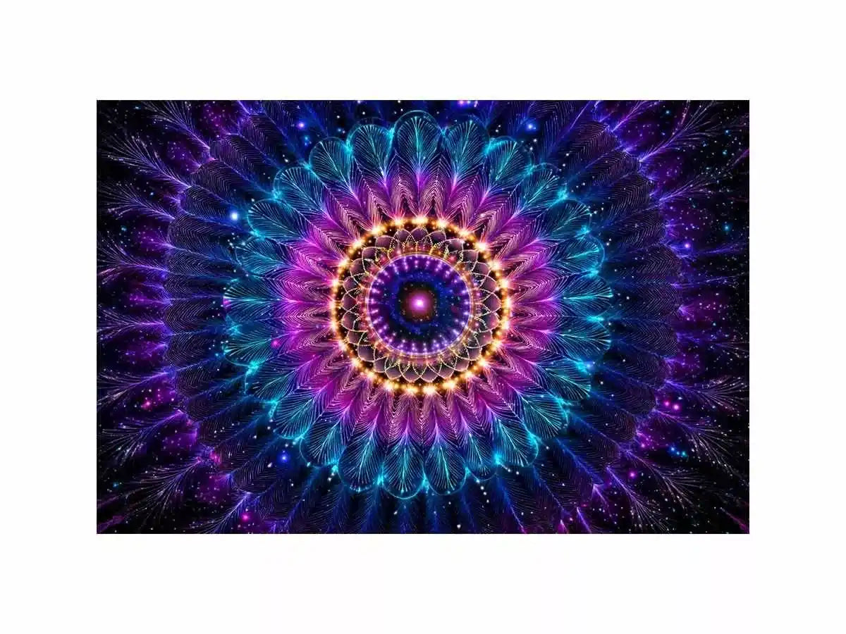 Cosmic Mandala Wall Art | Sacred Geometry Psychedelic Canvas