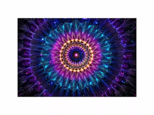 Cosmic Mandala Wall Art | Sacred Geometry Psychedelic Canvas