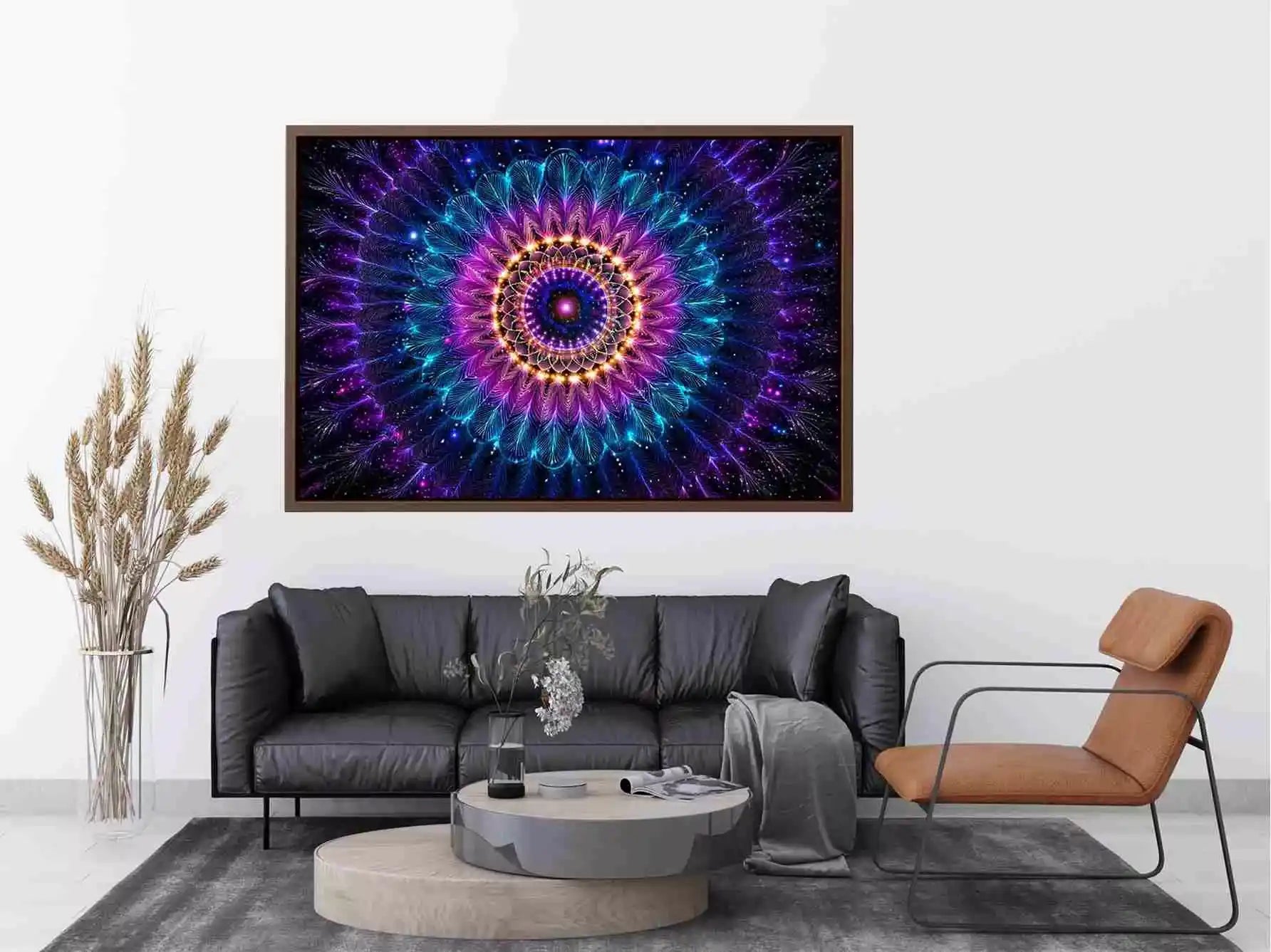 Cosmic Mandala Wall Art | Sacred Geometry Psychedelic Canvas