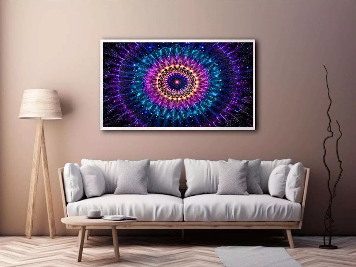 Cosmic Mandala Wall Art | Sacred Geometry Psychedelic Canvas