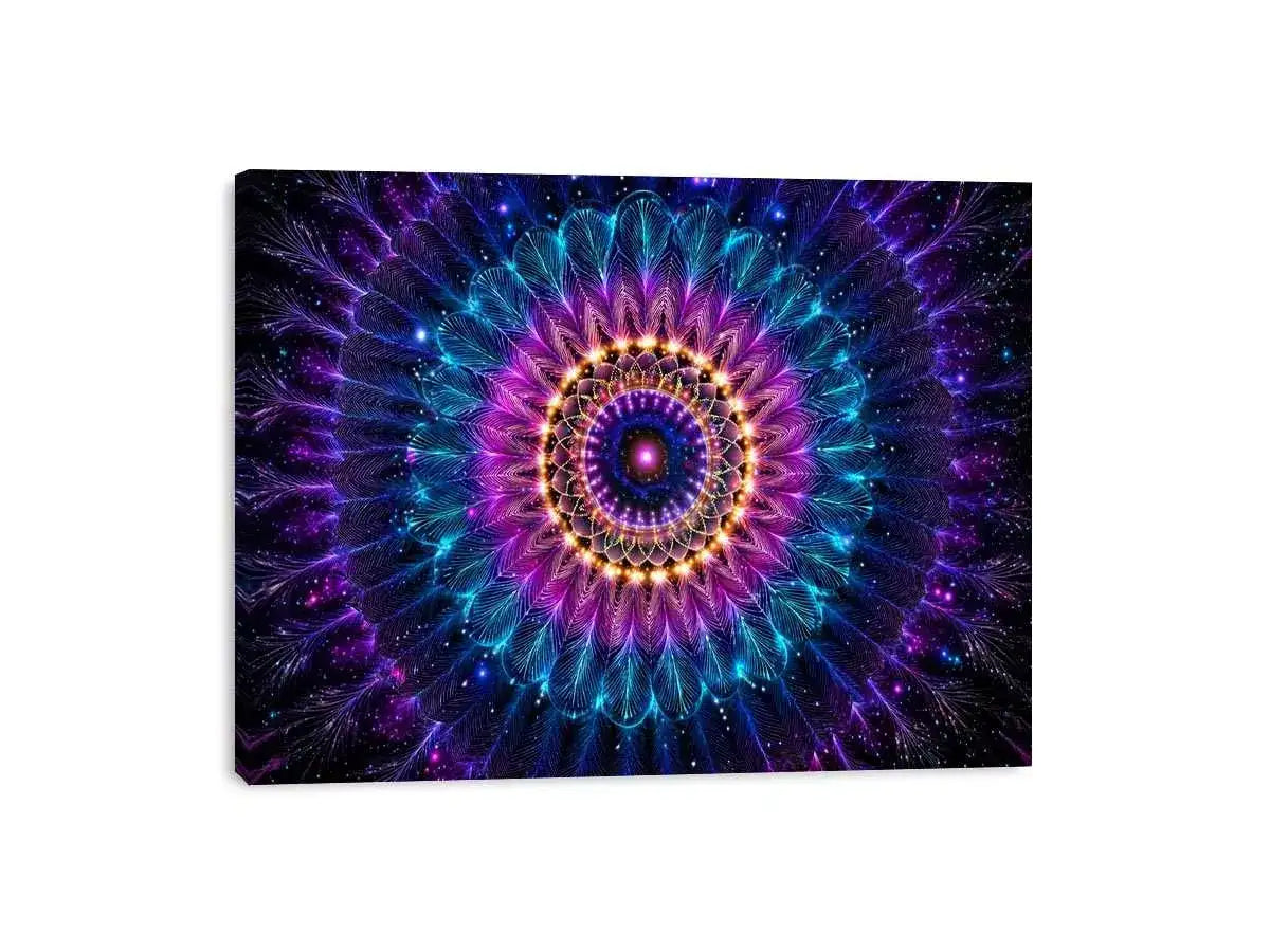 Cosmic Mandala Wall Art | Sacred Geometry Psychedelic Canvas