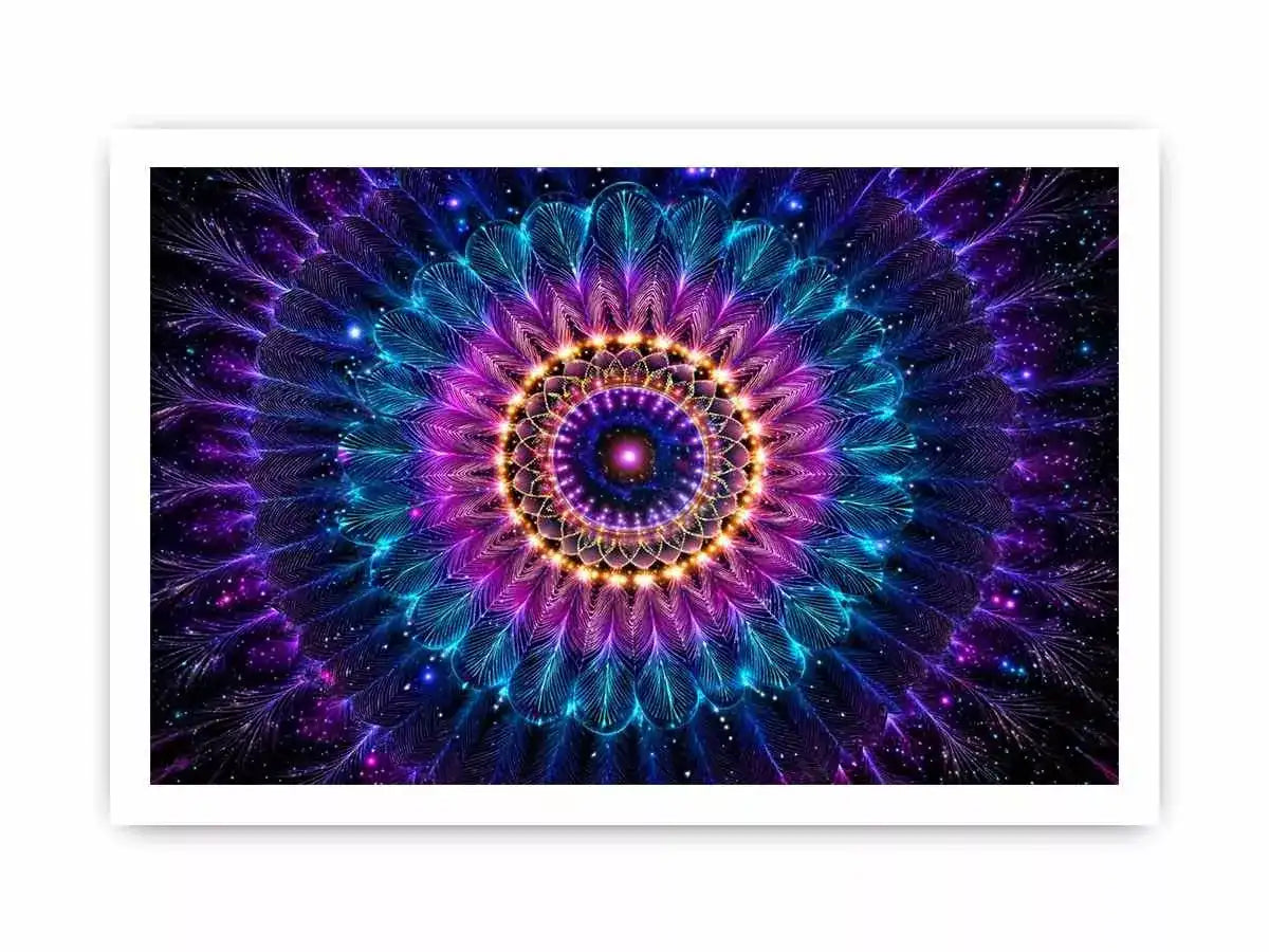 Cosmic Mandala Wall Art | Sacred Geometry Psychedelic Canvas