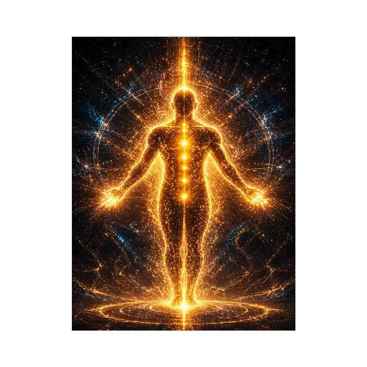 Golden Energy Wall Art | Spiritual Awakening Light Canvas