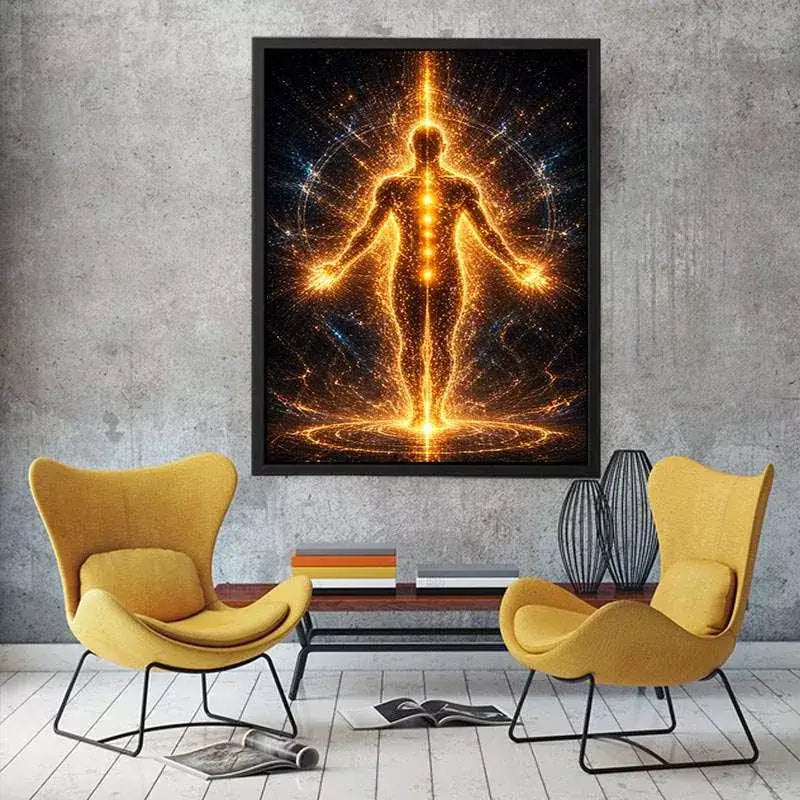 Golden Energy Wall Art | Spiritual Awakening Light Canvas