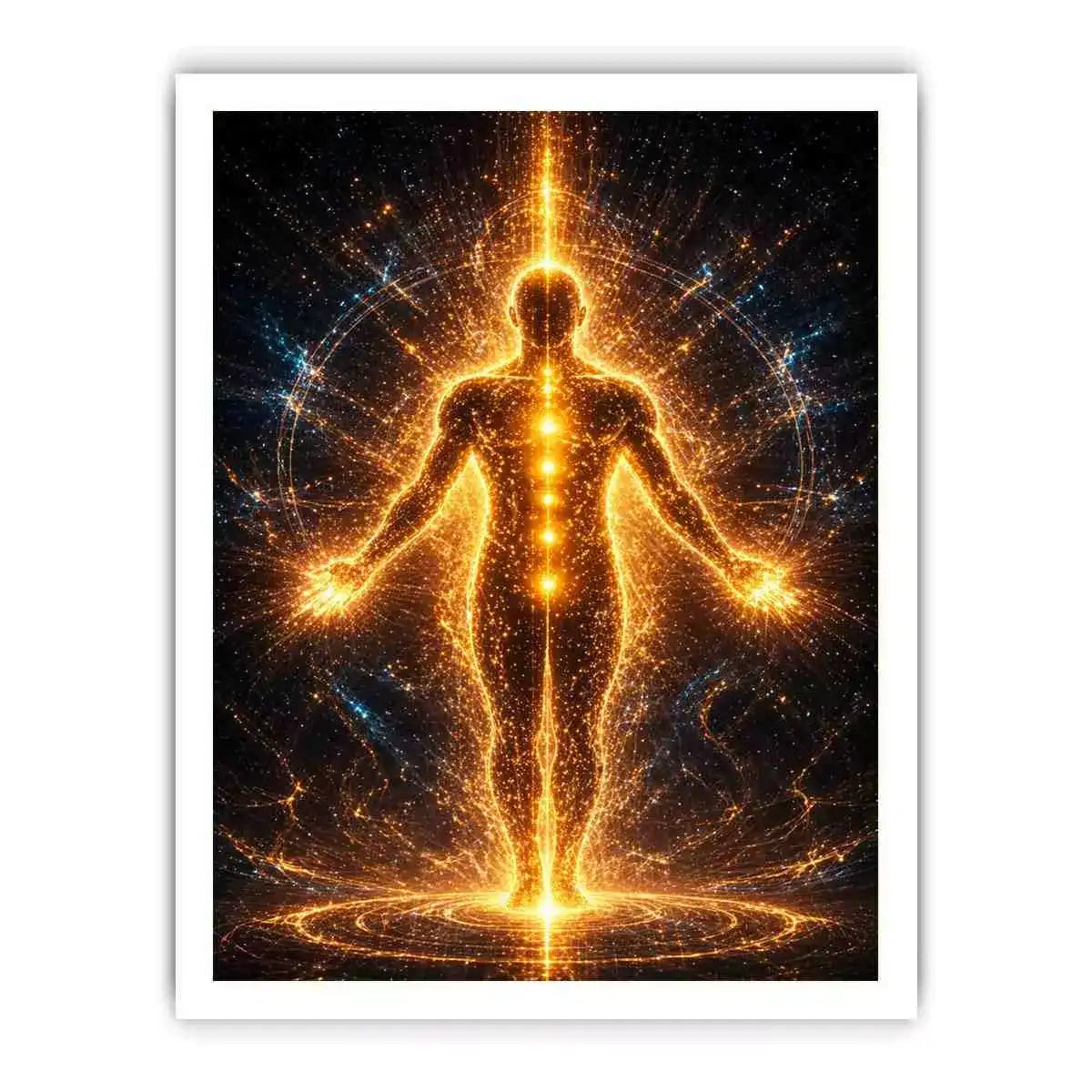 Golden Energy Wall Art | Spiritual Awakening Light Canvas