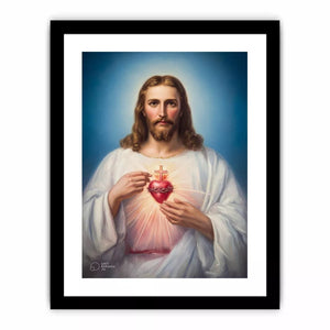 sacred heart jesus wall art canvas religious christian painting with divine glow for home decor
